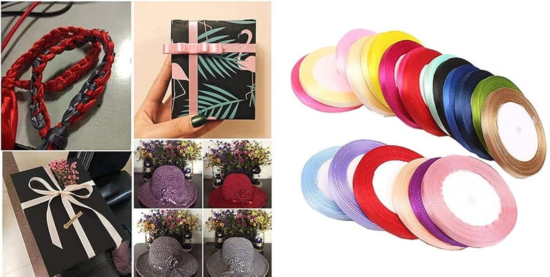 DIY Crafts Diy Crafts 14655 Cm Grosgrain Satin Ribbons Christmas Party Decoration Diy Bow Craft Ribbons Card Gifts, Pack of 200 Yards, Mixed (Multicolor)  - Image 2