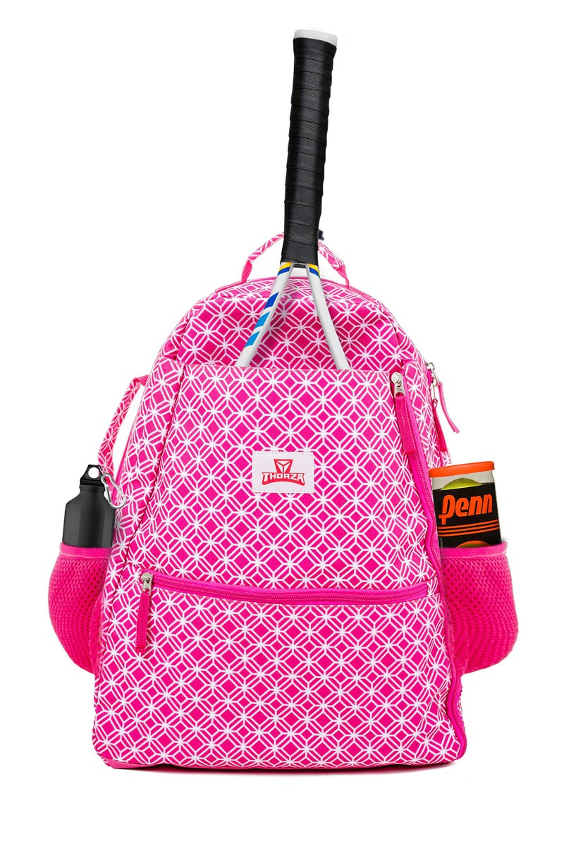 Thorza Tennis Racket Backpack for Women – Lightweight Tennis Bag Stores 2 Rackets, Balls, and Sports Gear – Backpack Only Pink - Image 1