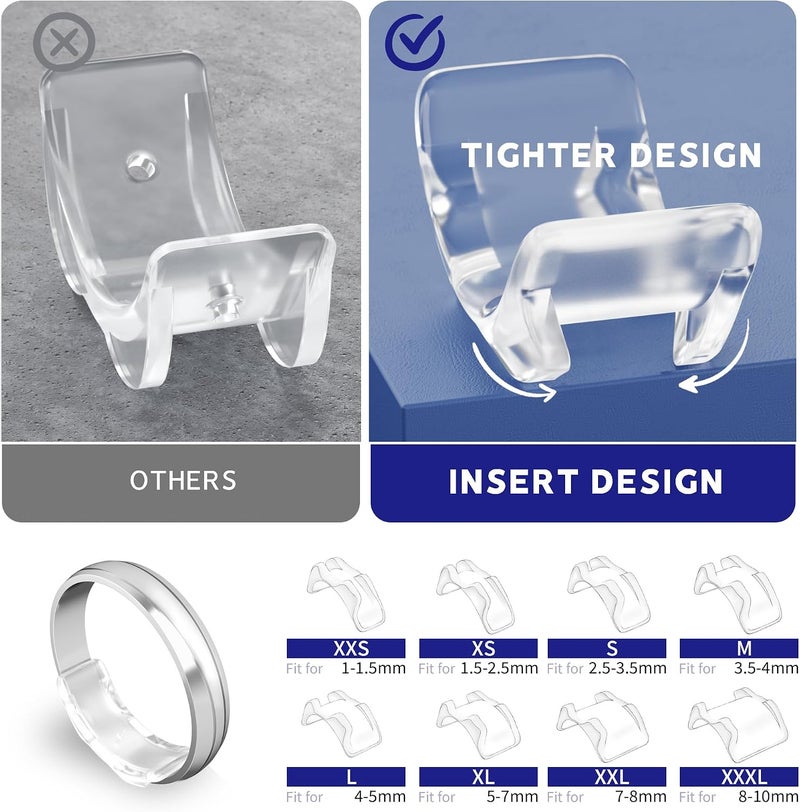 ELETIUO Invisible Ring Size Adjuster,Multiple Sizes 3 Styles for Loose Rings,117Pcs Sticky Strips &16 Inserts &4 Spirals Ring Spacers,Resizers,Silicone Ring Guards for Men&Women - Image 4