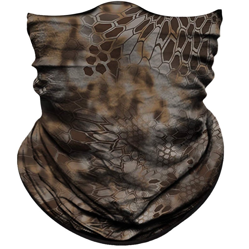 Obacle Face Mask for Sun Dust Wind Protection Breathable Seamless Face Mask Headband Bandana for Men Women Thin Neck Gaiter for Motorcycle Fishing Hunting Outdoor Sport (Python Skin Deep Brown) - Image 1
