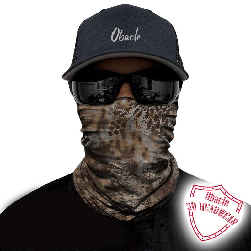 Obacle Face Mask for Sun Dust Wind Protection Breathable Seamless Face Mask Headband Bandana for Men Women Thin Neck Gaiter for Motorcycle Fishing Hunting Outdoor Sport (Python Skin Deep Brown) - Image 2