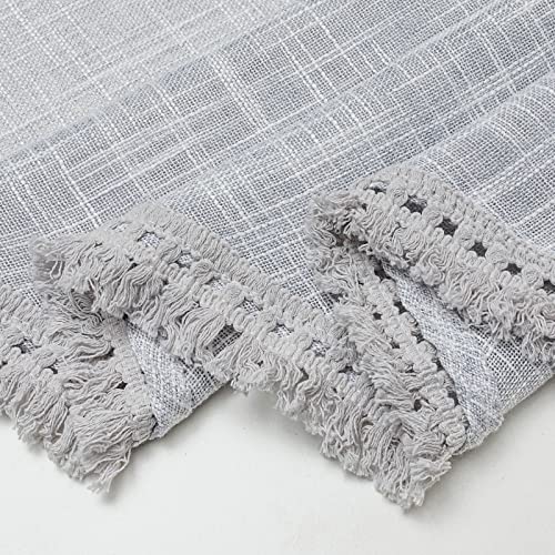 BD BEDA HOME Beda Home Tassel Linen Textured Swag Curtain Valance for Farmhouses’ Kitchen; Light Filtering Rustic Short Swag Topper for Small Windows Bedroom Privacy Added Rod Pocket Design (Lt Grey 36x36-2PCs) - Image 4