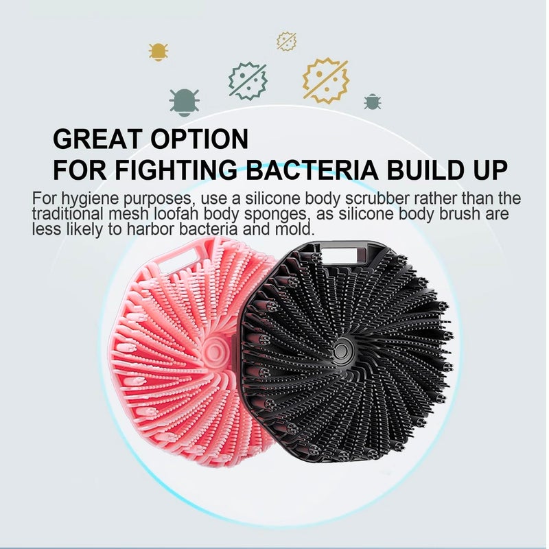 RamPula Silicone Body Scrubber  Exfoliating Body Scrubber for Sensitive Skin  Non-Slip Shower Scrubber for Body  Silicone Body Brush for Showering  Charcoal  Effective Showering Exfoliation  Gentle Massage - Image 2