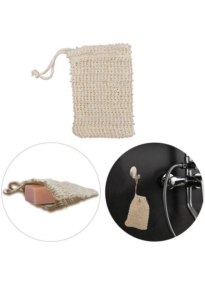 Dogxiong - 1 Pari Soap Exfoliating Bag Natural Soap Saver With Drawstring And Wooden Bead Holderexfoliating Loofah Pouch For Bathroom Shower - Image 1