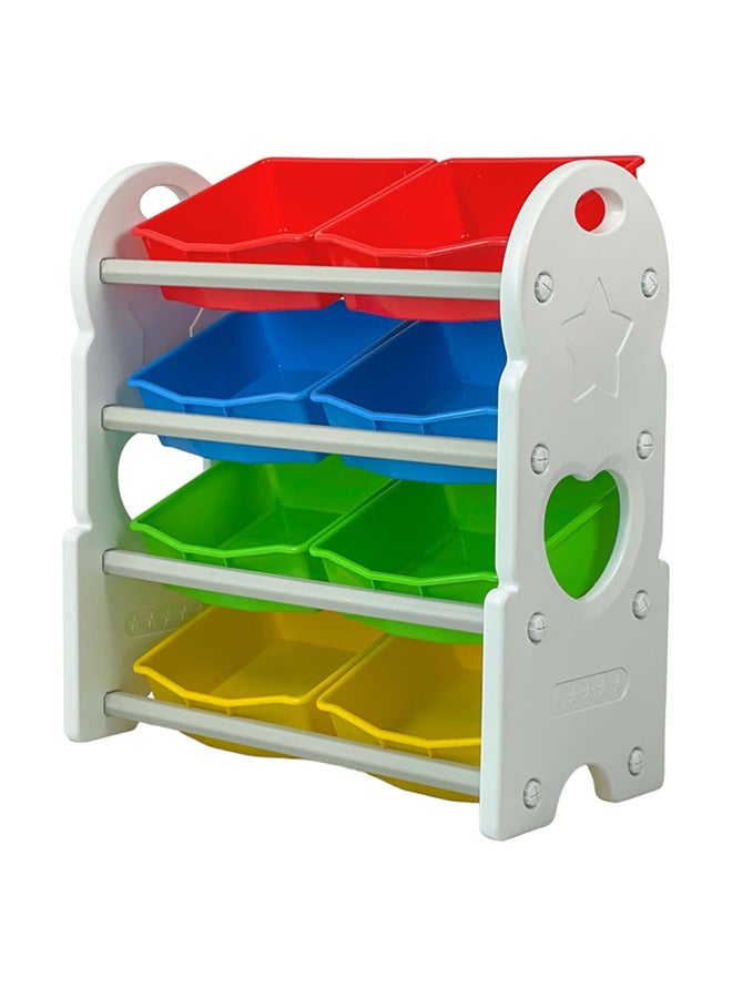 Home Canvas Children Deluxe Multi-Bin Toy Organizer with Storage Bins Kids Toy Box Storage - White - Image 3