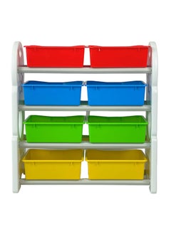 Home Canvas Children Deluxe Multi-Bin Toy Organizer with Storage Bins Kids Toy Box Storage - White  - Image 4