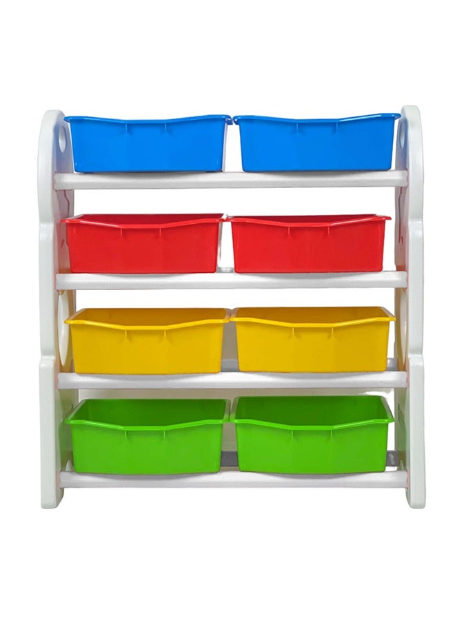 Home Canvas Children Deluxe Multi-Bin Toy Organizer with Storage Bins Kids Toy Box Storage - White - Image 5