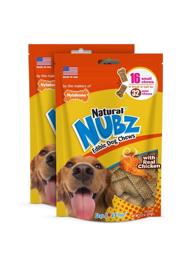 Nylabone Nubz Chicken Treats I All Natural Edible Chew Treats for Dogs l Made in USA l 2 (16 Count) Small - Up to 30 lbs. - Image 1