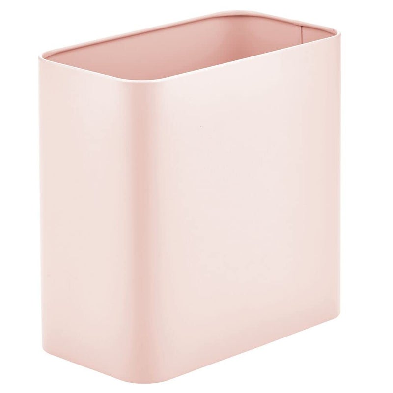 m-design Metal Wastepaper Bin — Compact Rectangular Bathroom Bin — Rubbish Basket for Home and Office — Light Pink - Image 5