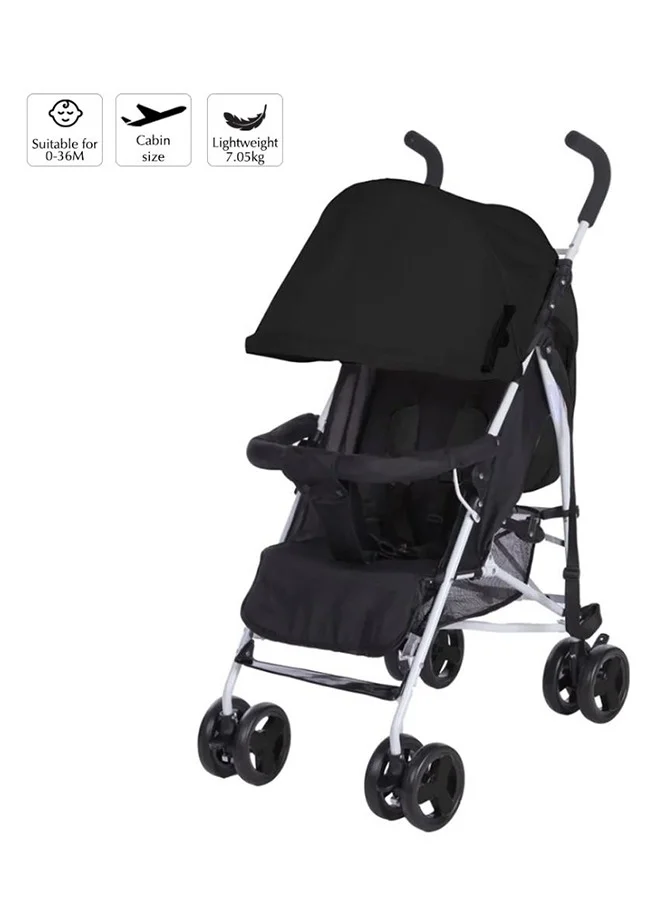 Bumble & Bird Baby Stroller for Newborns, Lightweight Travel Stroller with 5-Position Recline, Large Storage Basket & Front Suspension, Suitable from Birth to Toddler (Black)
