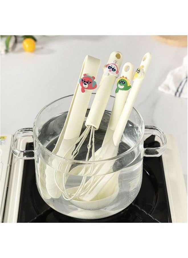 Generic - Silicone Spatula Frying Shovel Soup Spoon Food Clip Egg Beater High Temperature Resistant Grade Children's Supplement Tableware Four-piece Set-Specifications:Cartoon - Image 1