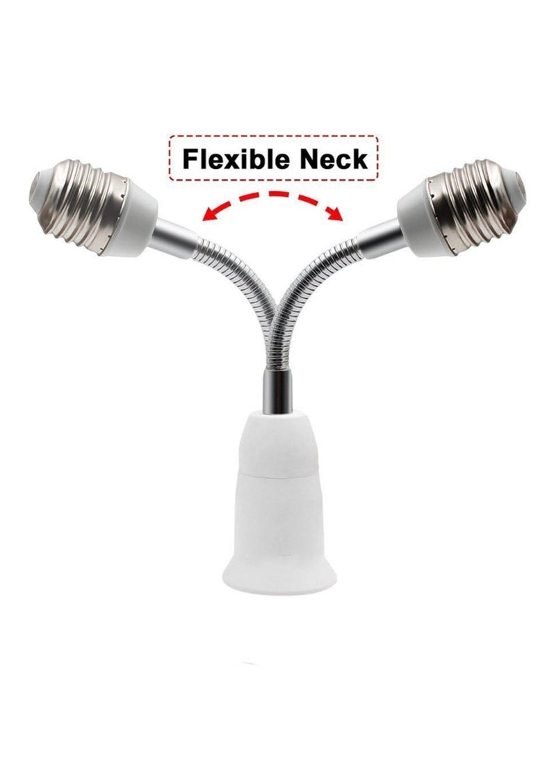 4-Pack E27 Adjustable Light Bulb Socket Extender, 7.8-Inch Flexible Adapter for Home Lighting and LED Grow Lights