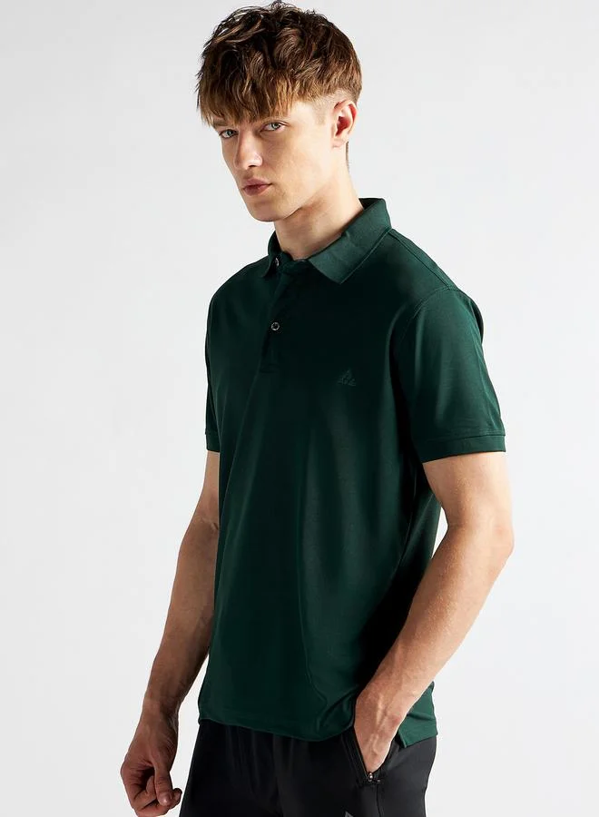 Clans&Hans Men Green Solid Knitted Polo