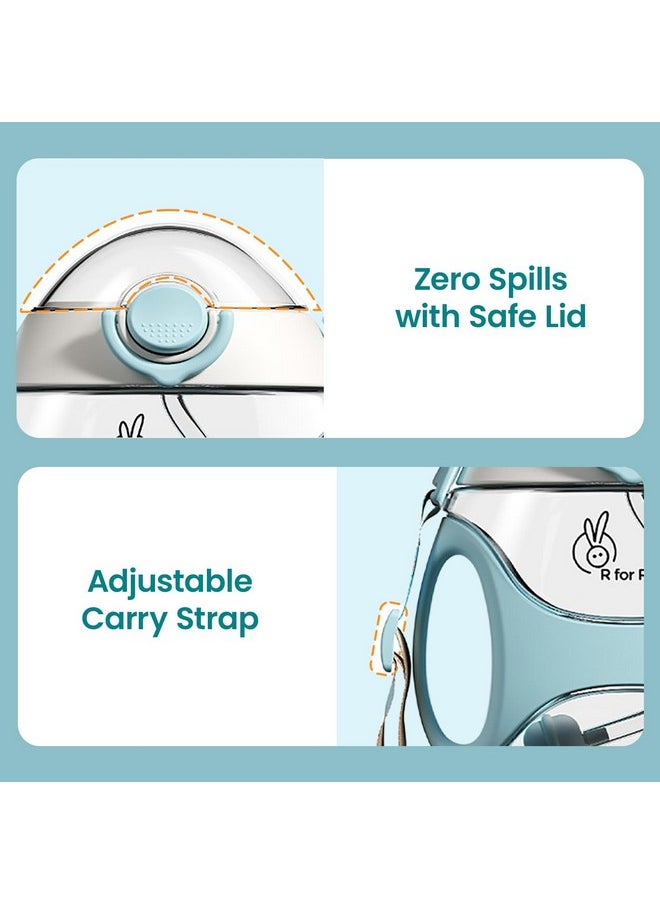R for Rabbit - Tritan Bumble 330Ml Baby Sipper Bottle With Adjustable Carry Strap For Kids | Twin Handle With Silicon Straw | Leak Proof Drinking Sippy Cup For 12+ Months Babies (Blue) - Image 1