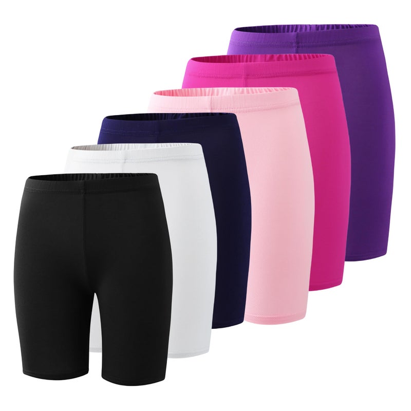 Deuerr Girls Dance Yoga Shorts Spandex Kids Volleyball Bike Athletic Shorts Girls Compression Shorts for Gym Activewear 6 Pack for 7-8 Years - Image 1