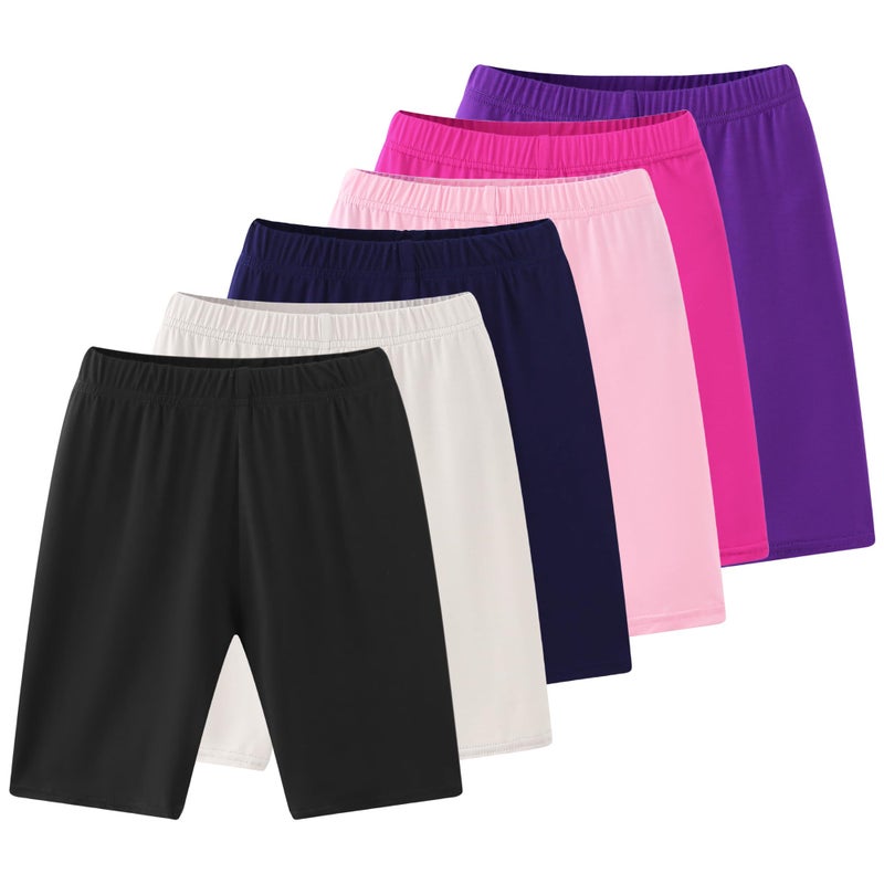 Deuerr Girls Dance Yoga Shorts Spandex Kids Volleyball Bike Athletic Shorts Girls Compression Shorts for Gym Activewear 6 Pack for 7-8 Years - Image 3
