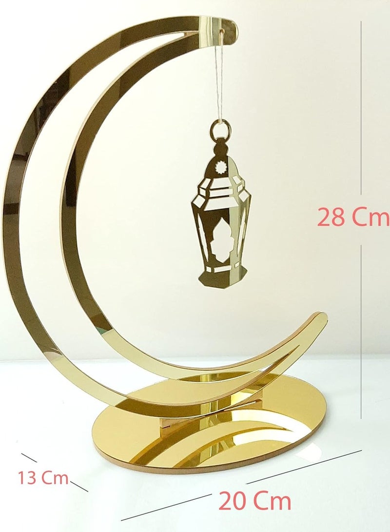 Eworld Elegant Acrylic Ramadan Decorations for Home Lightweight Islamic Craft Ornaments, Perfect Crescent Ornaments for Ramadan Parties, Radiant in Gold. - Image 2
