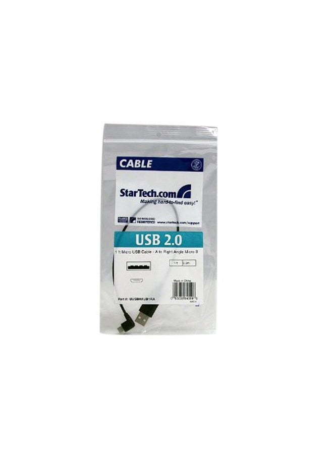 labelbike كابل ميكرو USB بطول 1 قدم / 30 سم - من A إلى زاوية يمين ميكرو B - USB نوع A (M) - زاوية 90 درجة ميكرو-USB نوع B (M) - أسود (UUSBHAUB1RA) - Image 4