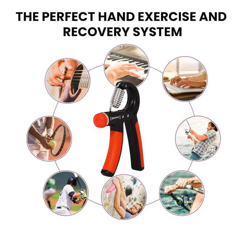 QuickFit Hand Grip Adjustable for Men & Women Arm Finger Excerciser | Power Gripper & Gym Workouts Perfect Forearm Strength Building (10-40kg) Multicolor (Black & Orange) - Image 4