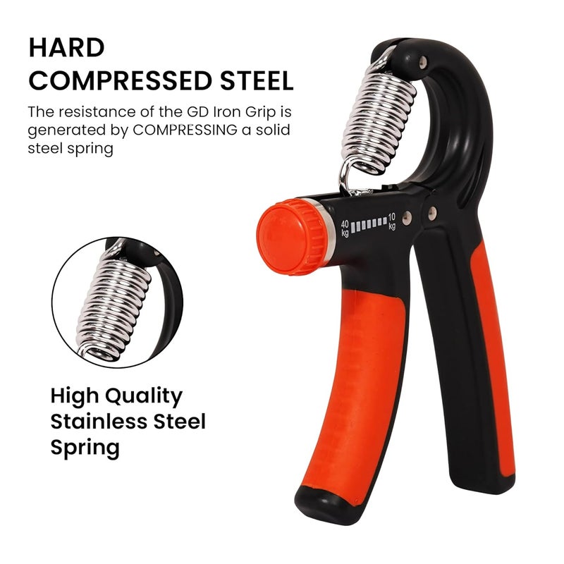 QuickFit Hand Grip Adjustable for Men & Women Arm Finger Excerciser | Power Gripper & Gym Workouts Perfect Forearm Strength Building (10-40kg) Multicolor (Black & Orange) - Image 2