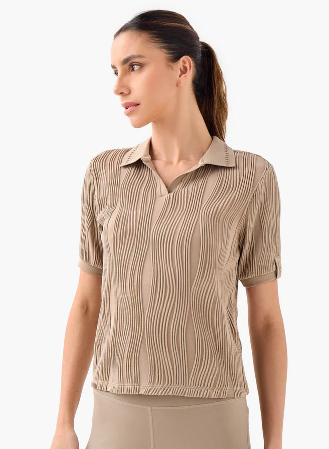 ADOT by Splash Jacquard Textured Polo T-shirt