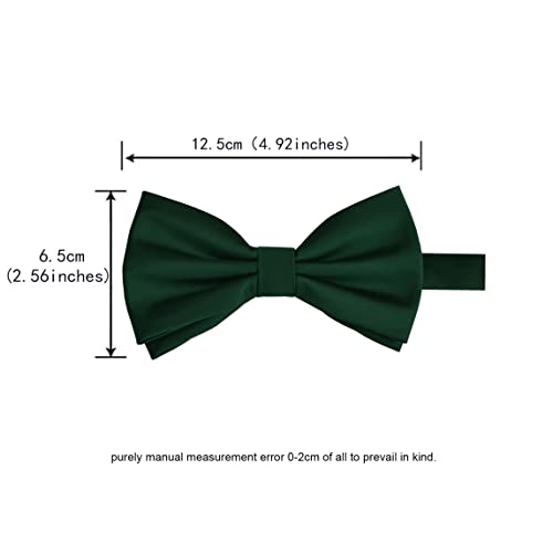 Branduce Mens Silk Black Bow Tie and Pocket Square Set for Wedding Pre-tied Adjustable Formal Tuxedo Solid Bowtie Handkerchief (BB01-07) - Image 5