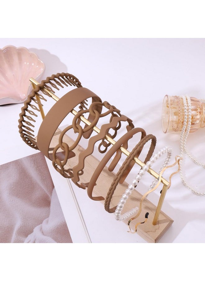 LifeDawn - LifeDawn Pearl and Gold Headbands with Teeth for Women and Girls - 8Pcs Non-Slip Wide Metal Hair Hoops and Headbands - Image 1