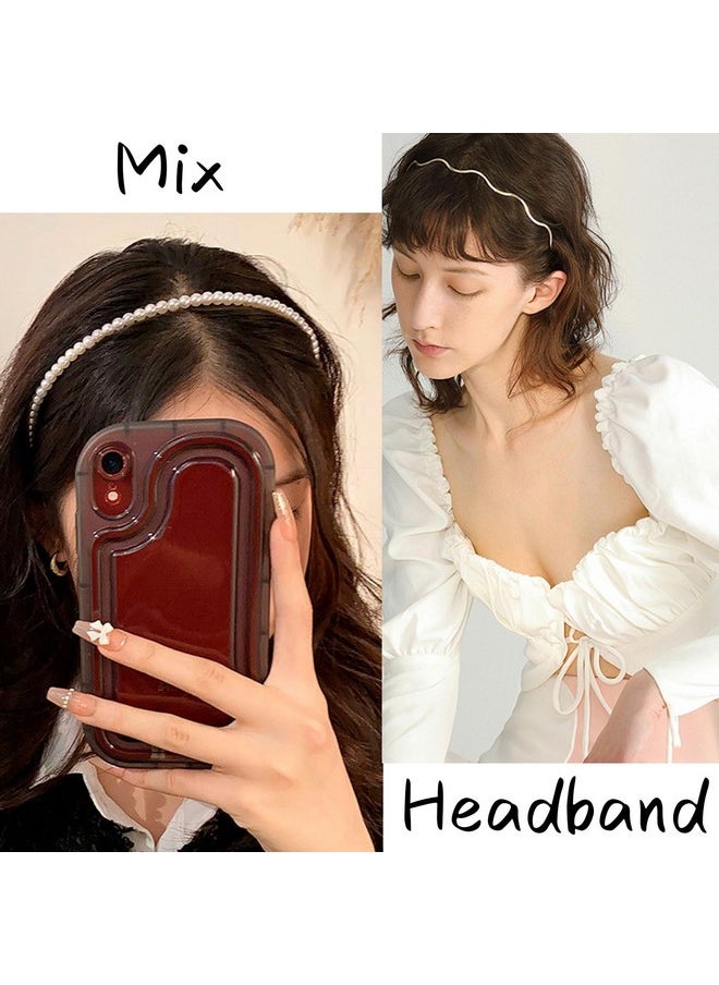 LifeDawn - LifeDawn Pearl and Gold Headbands with Teeth for Women and Girls - 8Pcs Non-Slip Wide Metal Hair Hoops and Headbands - Image 1