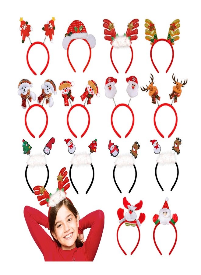 بارتي ويند عصابة رأس عيد الميلاد من PARTYWIND لتزيين الحفلات، 14 نمطًا من عصابات رأس عطلة عيد الميلاد للأطفال والأزياء والإكسسوارات، لوازم حفلات عيد الميلاد، قبعة سانتا من قرن الرنة - Image 1