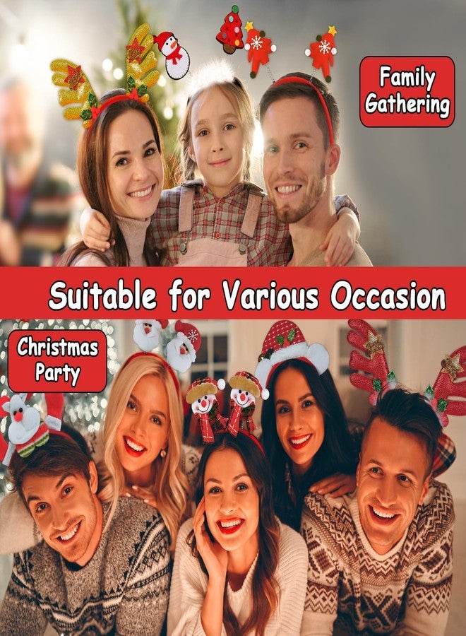 بارتي ويند عصابة رأس عيد الميلاد من PARTYWIND لتزيين الحفلات، 14 نمطًا من عصابات رأس عطلة عيد الميلاد للأطفال والأزياء والإكسسوارات، لوازم حفلات عيد الميلاد، قبعة سانتا من قرن الرنة - Image 4