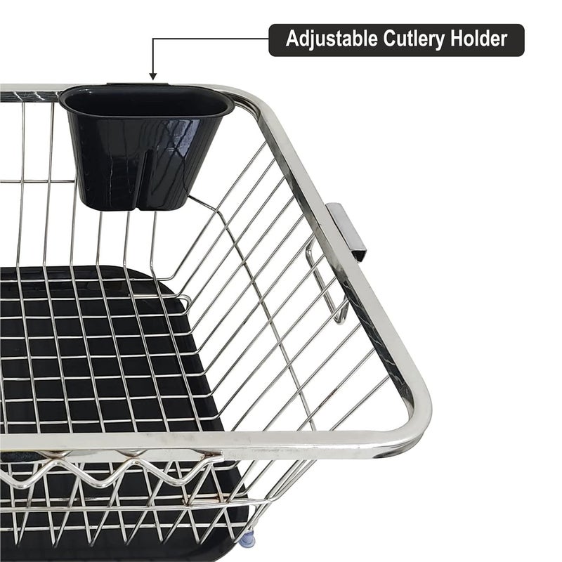 KEEPWELL Stainless Steel Dish Drainer Rack with Tray Cutlery HolderUtensil Drying Stand for KitchenPlate RackBartan BasketSink Counter Top Dish Drainer Rack 22L x 17W x 9H inches Old - Image 3