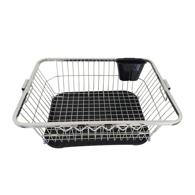 KEEPWELL Stainless Steel Dish Drainer Rack with Tray Cutlery HolderUtensil Drying Stand for KitchenPlate RackBartan BasketSink Counter Top Dish Drainer Rack 22L x 17W x 9H inches Old - Image 1