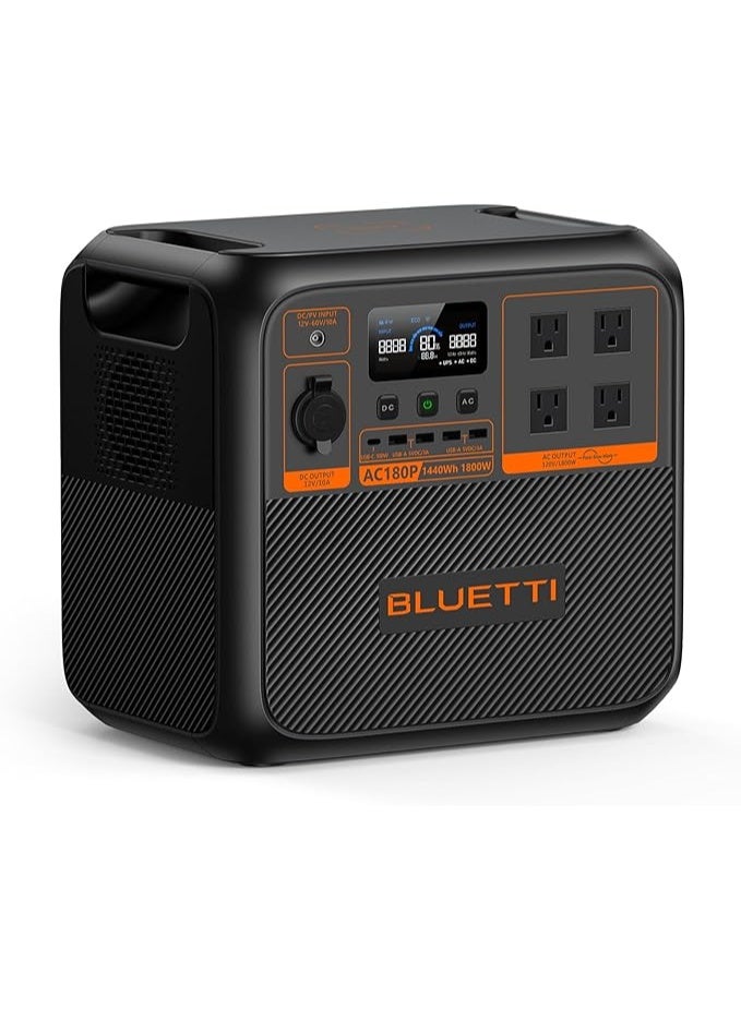 BLUETTI AC180P Portable Power Station, 1440Wh LiFePO4 Battery Backup w/ 4 1800W (2700W Power Lifting) AC Outlets, 0-80% in 45Min, Solar Generator for Camping, Off-grid, Power Outage - Image 1