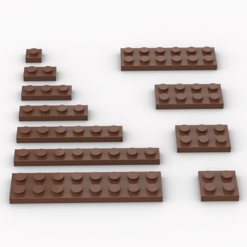 YUJHITP 300 Piece Brown Building Plate Bulk Assortment Pack Brown Small Base Plate Accessories for Building with 12 Size Compatible with Lego Parts and PiecesColor Brown - Image 1