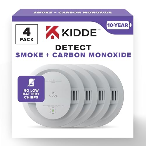 Kidde Smoke Carbon Monoxide Detector 10Year Battery Powered LED Warning Light Indicators 4 Pack - Image 1