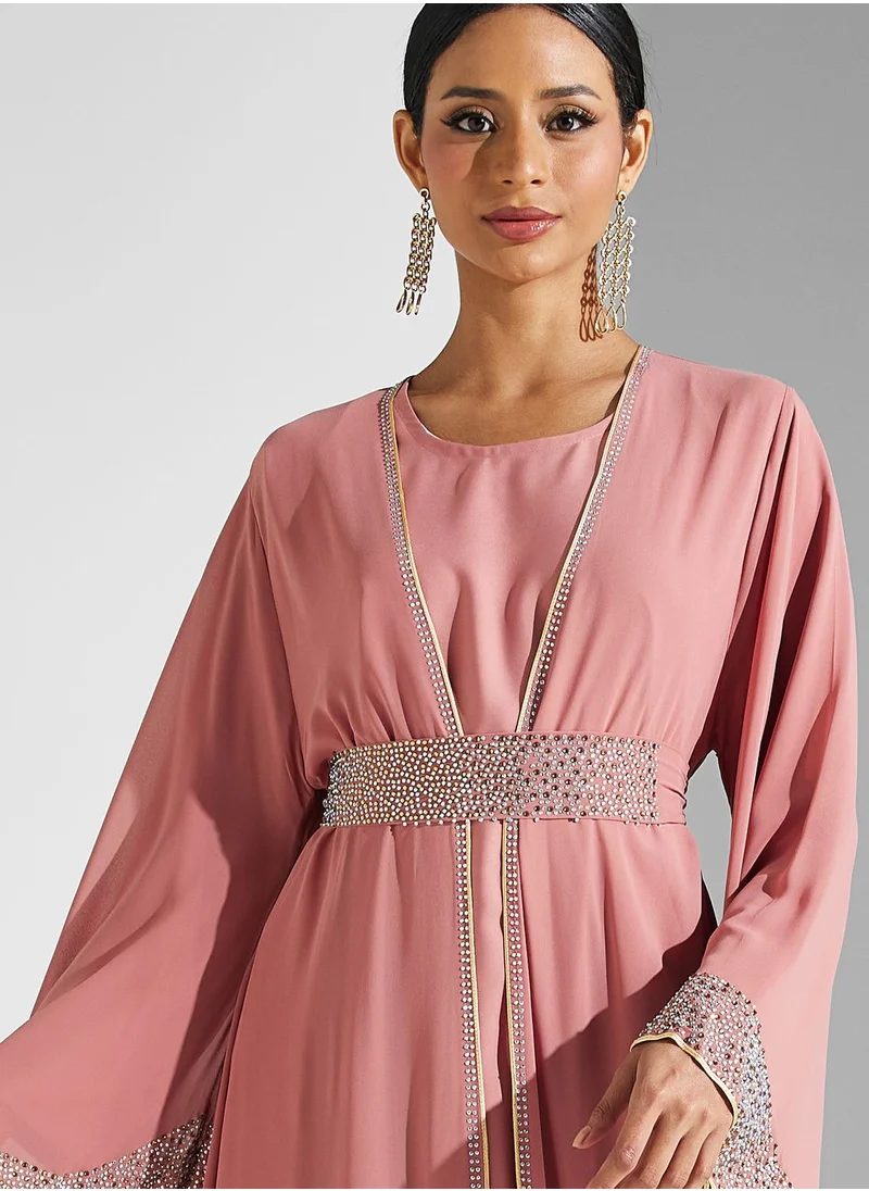 Khizana Embellished Detail Abaya With Sheila