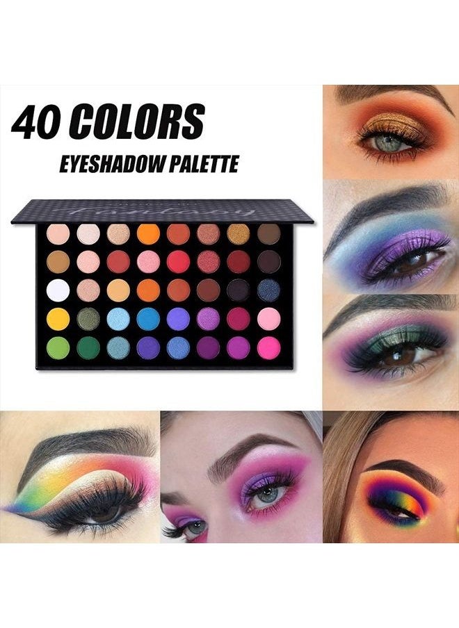 CHARMCODE 40 Colors High Pigmented Shimmer Matte Eyeshadow Makeup Palette Full Spectrum Artist Glitter Metallic Waterproof Creamy Blendable Eye Shadow Cosmetics (Color 1)  - Image 2