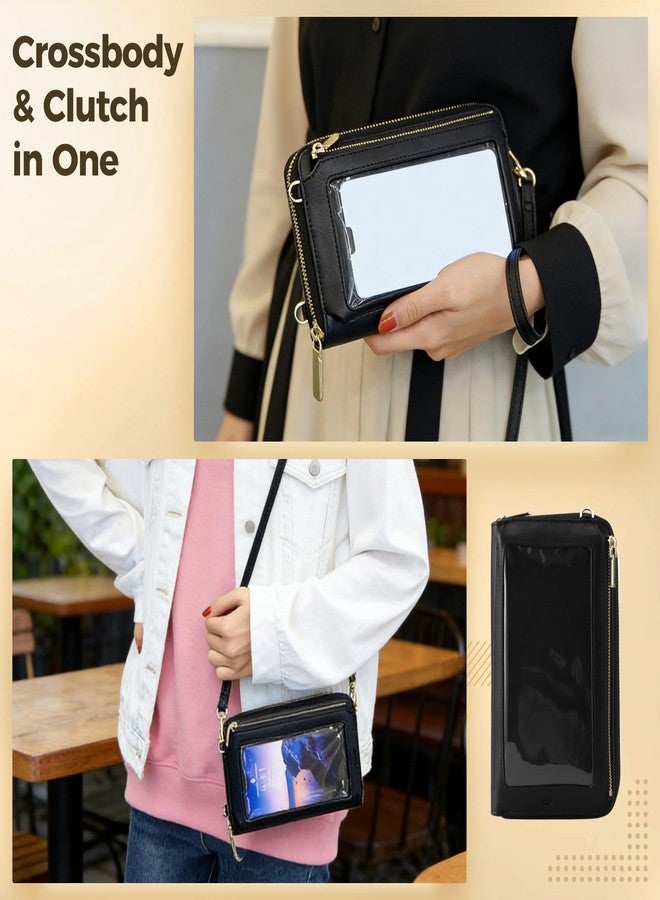 DORMIYA Touch Screen Cell Phone Purse, RFID Blocking Crossbody Phone Purse with USB Charging Port, Detachable Straps, 8 Card Slots, Small Travel Wallet for Women, Black - Image 5