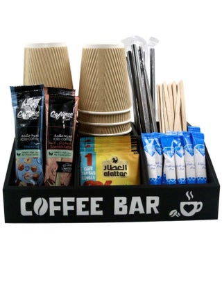 Coffee Station Organizer - Coffee and Tea Sachet Holder - Beverage Accessories Storage Box - Practical Countertop Organizer for Home and Office