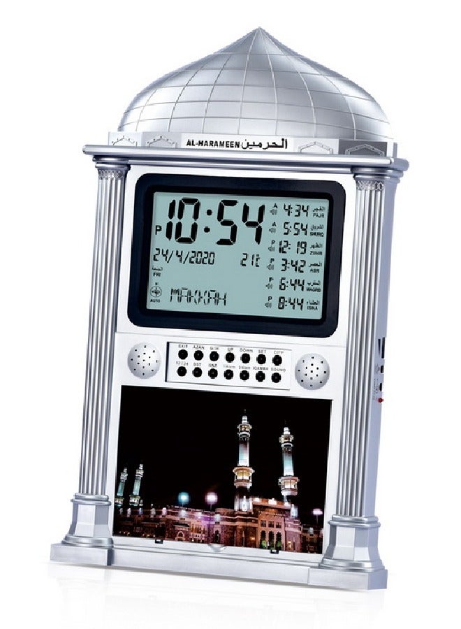 AL-HARAMEEN Muslim Digital Azan Clock For Prayer HA-4002 Silver 