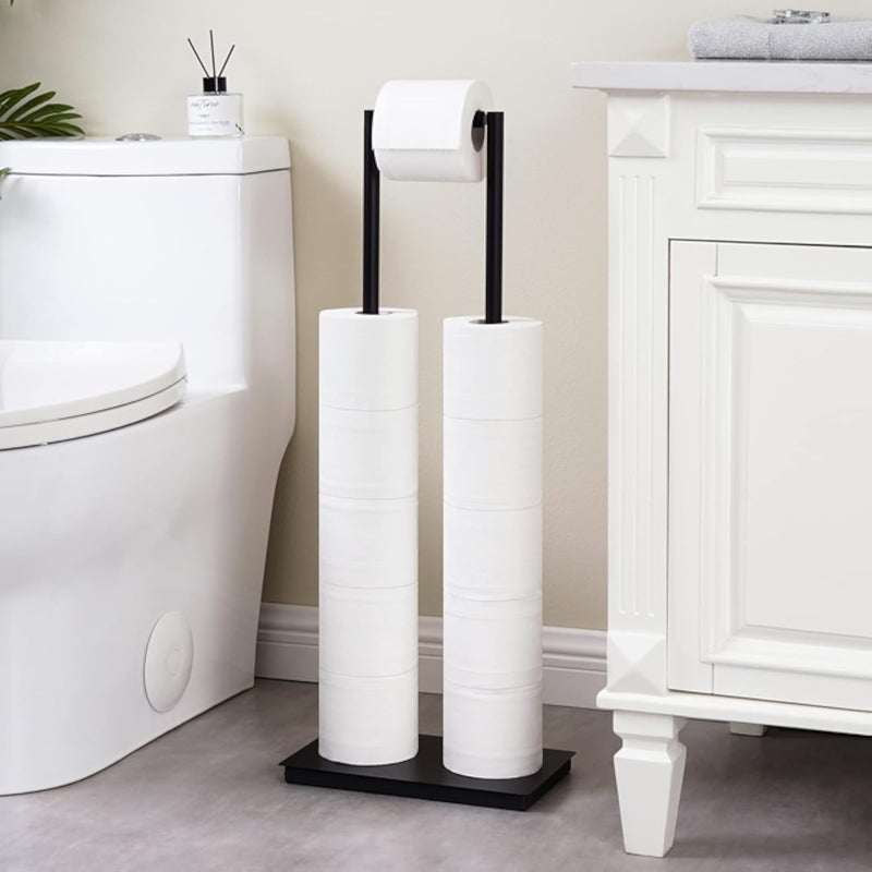 KES Black Toilet Paper Holder Stand Toilet Paper Storage for 11 Rolls Free Standing Toilet Roll Holder Stand with Heavy Duty Base, SUS304 Stainless Steel Matte Black, BPH287-BK