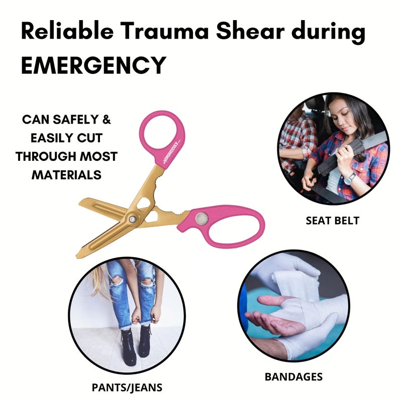 Nursingtools Hummingbird 4-in-1 Medical Scissors - Compact Pocket Size Trauma Shears for Nurses, Students, Practitioners & Medical Professionals (Glittered Pink) - Image 3