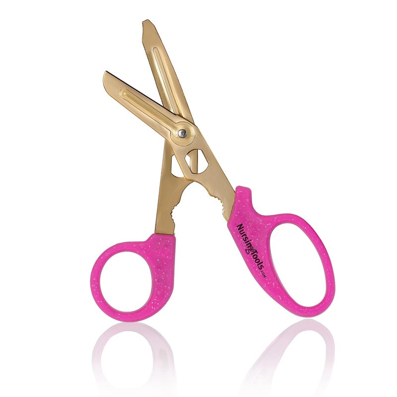 Nursingtools Hummingbird 4-in-1 Medical Scissors - Compact Pocket Size Trauma Shears for Nurses, Students, Practitioners & Medical Professionals (Glittered Pink) - Image 4