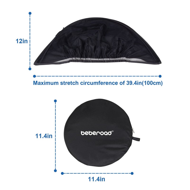 Beberoad Love 2in1 Car Seat Canopy  Universal Baby Car Seat Cover with Sunshade  Mesh Protection 2Way Zipper for Easy Access Black - Image 3