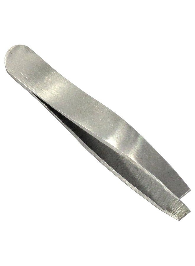 HTS 172M0 2" Brushed Stainless Mini Slanted Travel Eyebrow Tweezers - Image 1