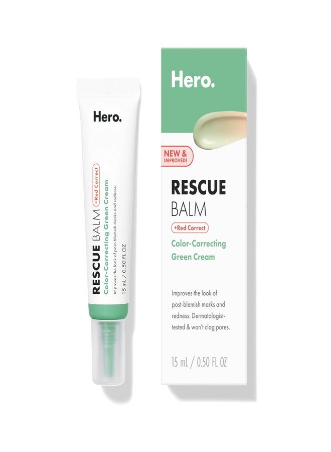 HERO COSMETICS Rescue Balm +Red Correct- New Formula-The Color-Correcting Green Cream. New Matte Formula Improves the Look of Post-Blemish Redness and Marks plus Hydrates Skin - Image 1