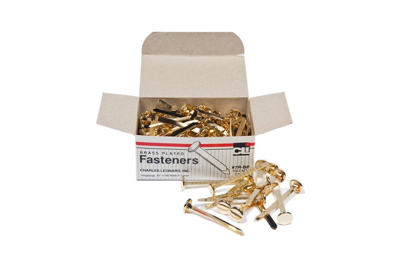 Charles Leonard Fasteners, Round Head, Brass Plated, 2 Inch Shank, 12 MM Head, 100-Pack (7R-BP)