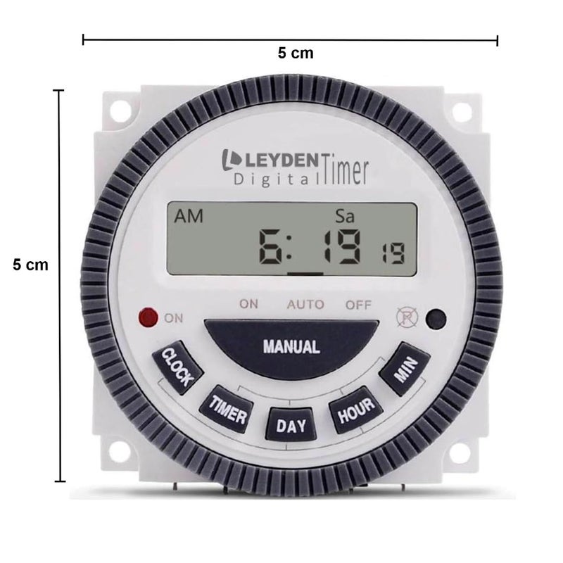 Leyden Smart Digital Electronic Programmable Switch Timer 230 Volt AC 30 A TM619H2 4 Pin 18 Programs Replaceable Battery White - Image 4