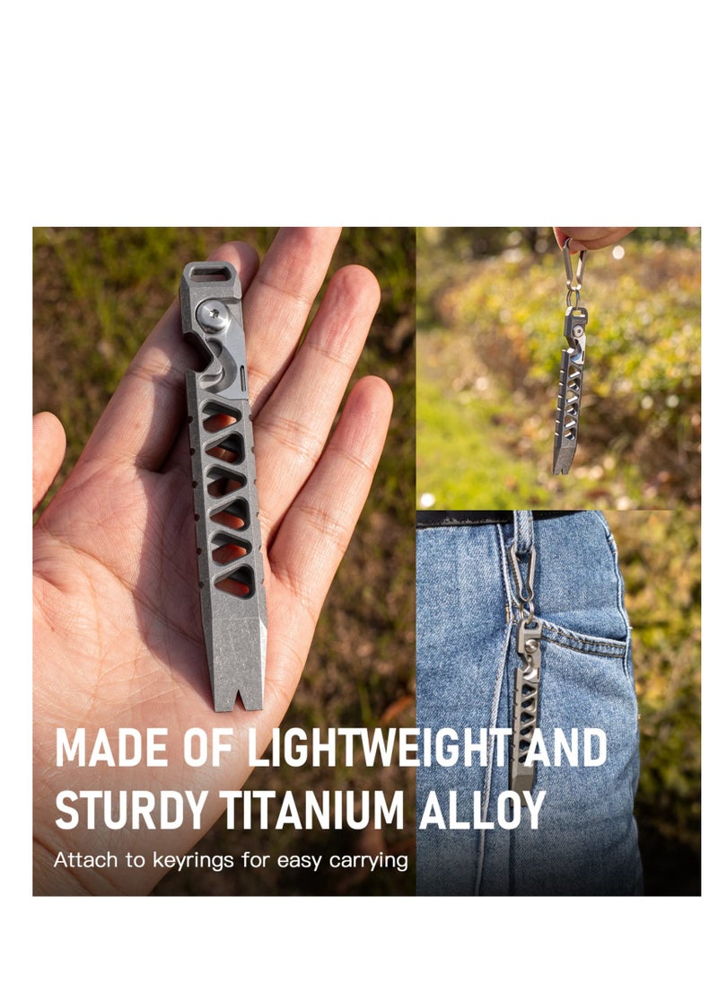 SYOSI - Titanium EDC Pry Bar, Keychain Multitool Tool, Multi-functional Pocket Tool Pry Bar Bottle Opener Keychain Outdoor Tool, Titanium Key Chain for Men, for Outdoor Multitool Camping Accessories - Image 1