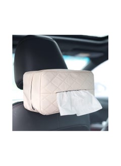 KASTWAVE Leather Car Tissue Holder, Car Backseat Extra Large Tissue Organization with Adjustable Strap and Zipper, PU Leather Backseat Tissue Case for Car/Truck (Beige)  - Image 1